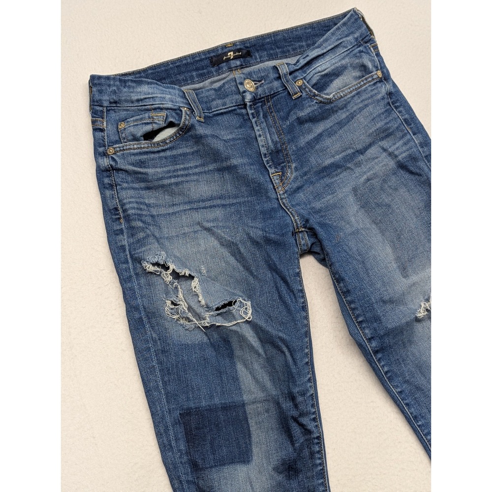 7 For All Mankind Womens Skinny Jeans Medium Wash Blue AU820544A Size 30